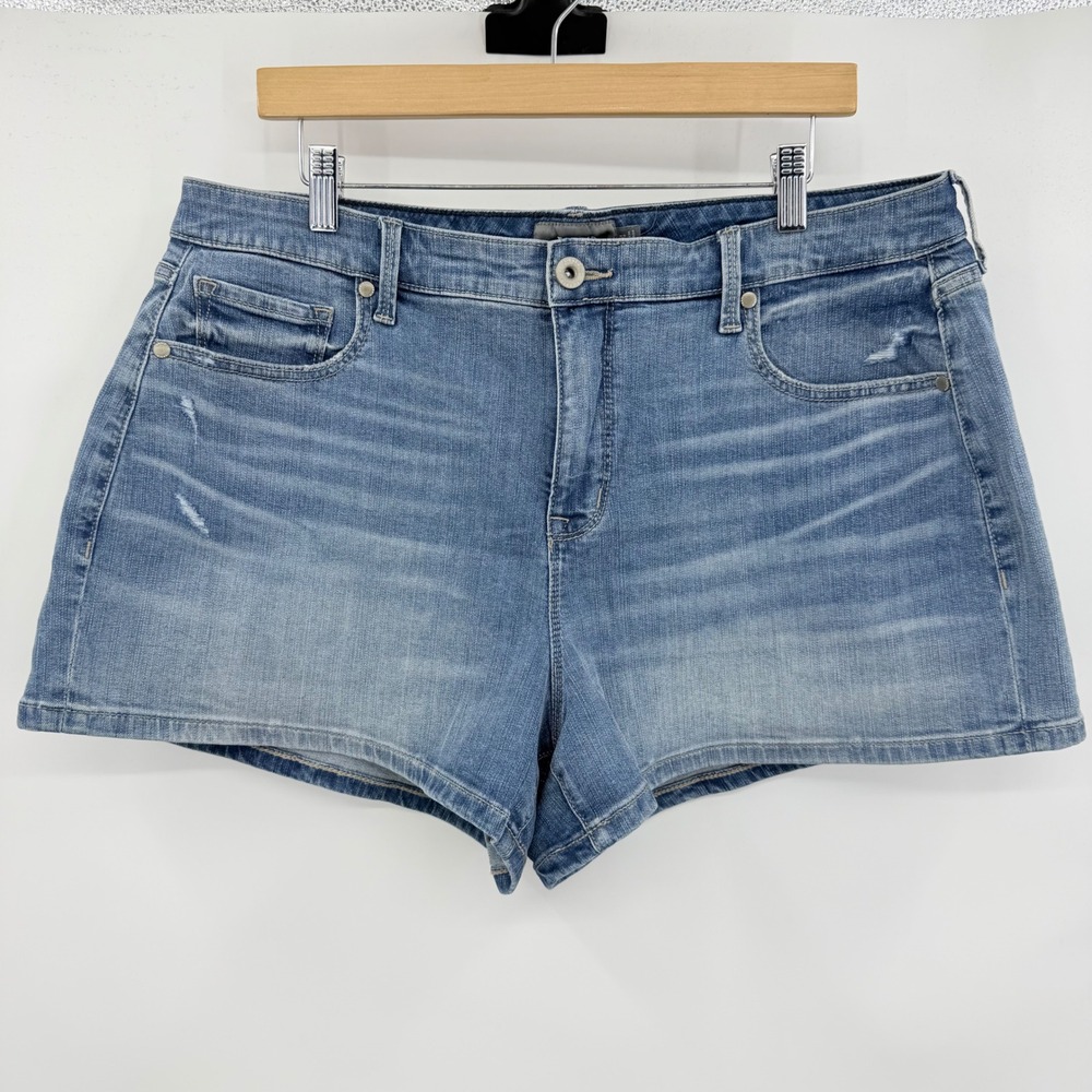 Torrid Denim Shorts Women 14 Blue Distressed Medium Wash Whiskered Casual